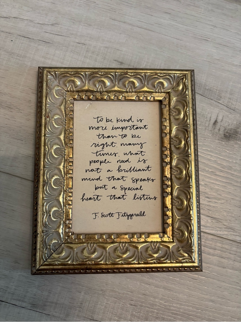 Vintage Inspired Gold Ornate F. Scott Fitzgerald Quote Framed Quote Decor
